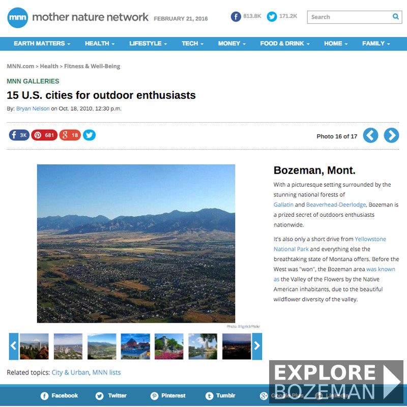 15 U.S. cities for outdoor enthusiasts - Bozeman, MT